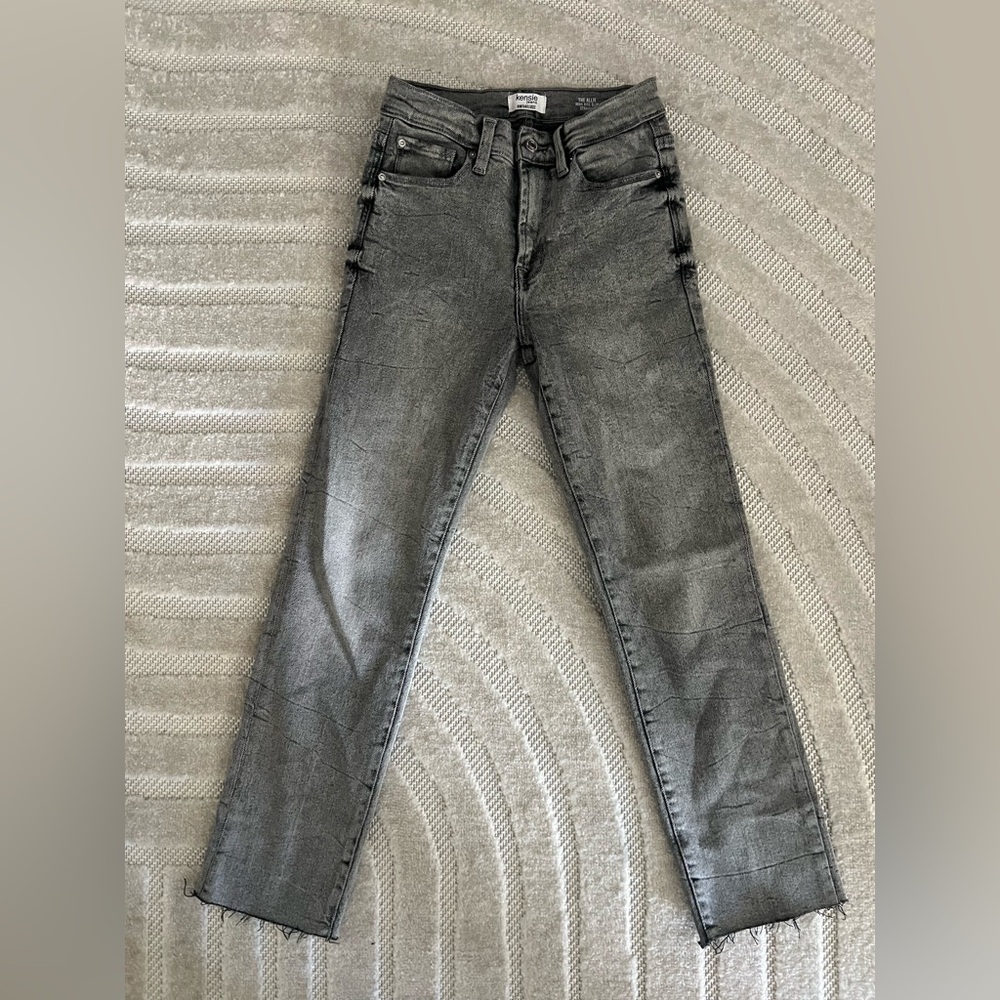 Kensie Women's Charcoal High Rise Slim Straight Leg Jeans